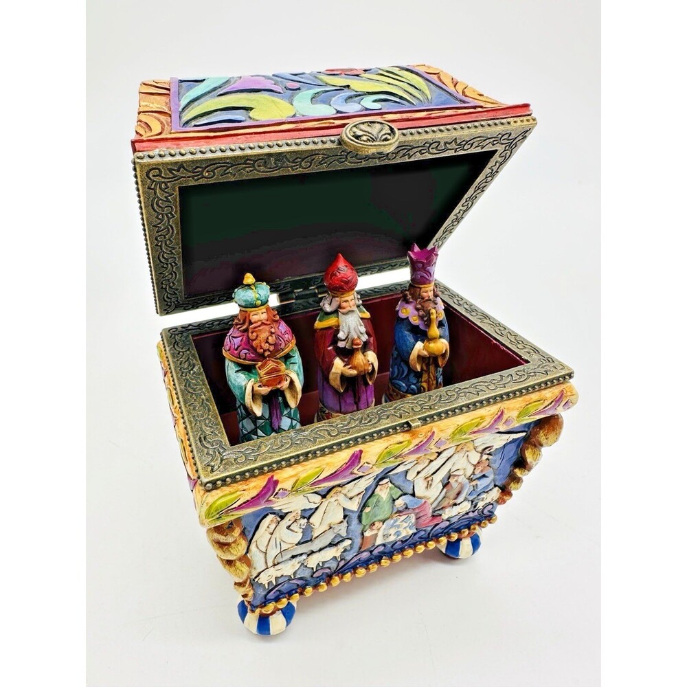 2009 Jim Shore Bearing Gifts For The Newborn King Nativity Hinged Box 4014472